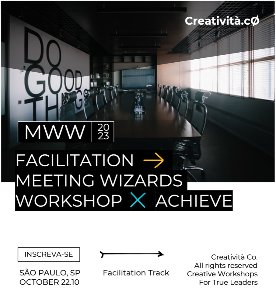 Poster for the Meeting Wizards Workshop, Facilitation track, São Paulo 2023